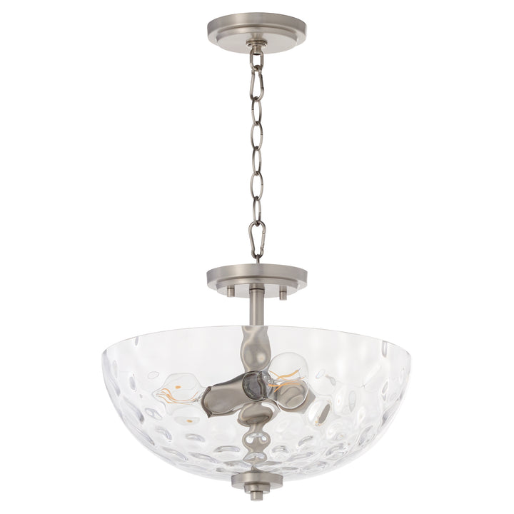 ADAMS 15" Clear/Hammered Dual Mount -  Satin Nickel