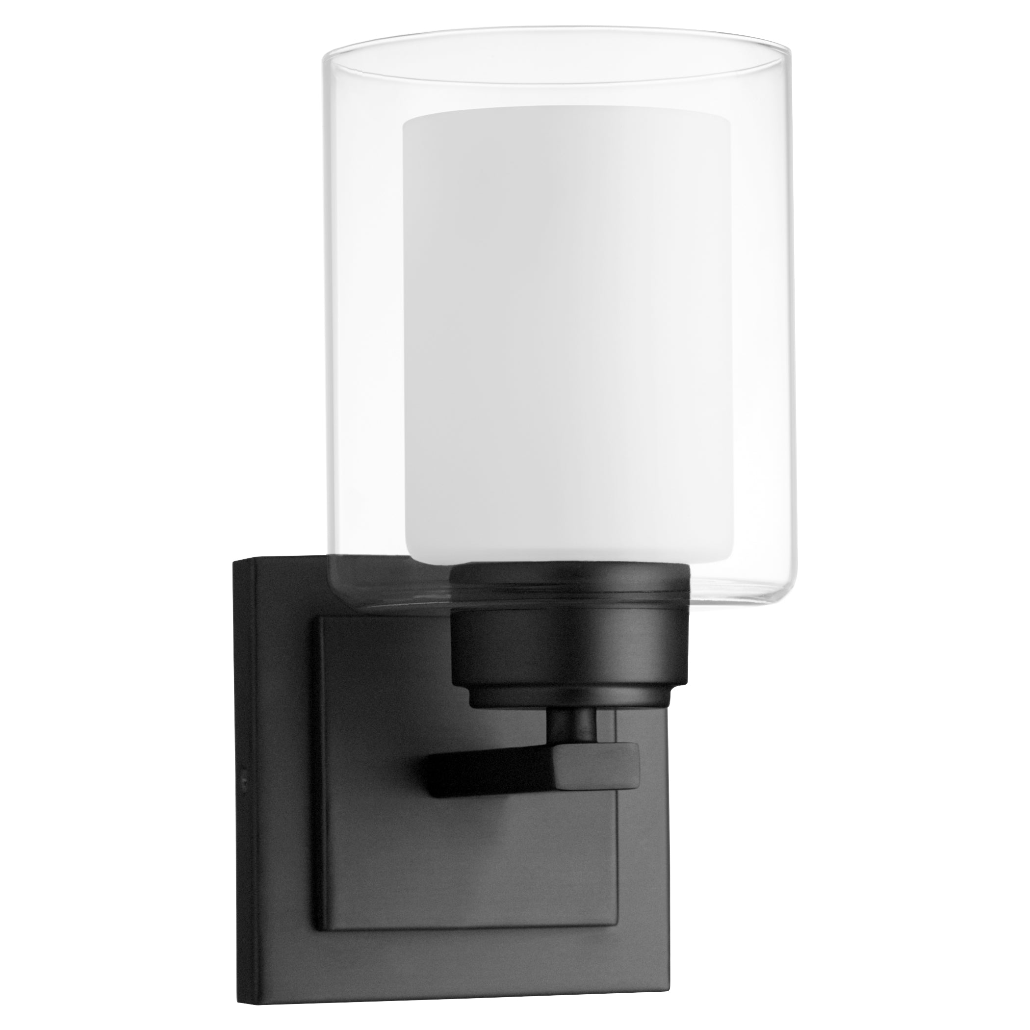 1 Light Clear Opal Wall Mount Matte Black