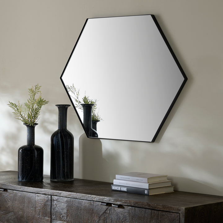 28"x40" HEXAGON Mirror - Matte Black