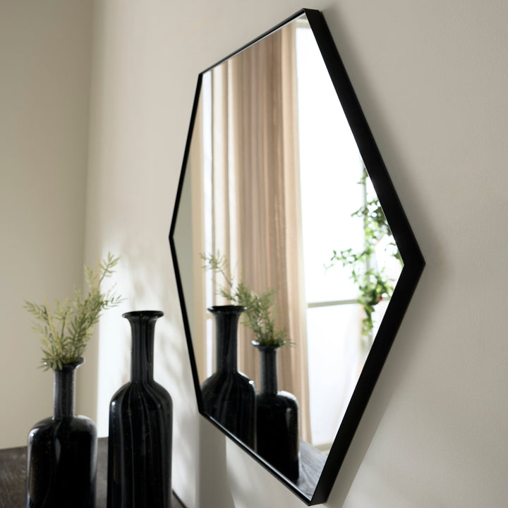 28"x40" HEXAGON Mirror - Matte Black