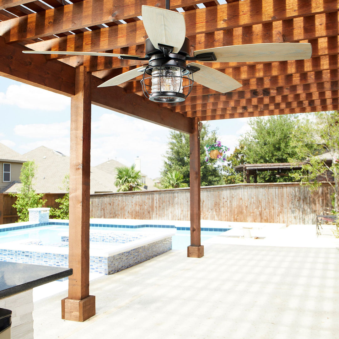 Galveston 52-in Black Indoor/Outdoor Ceiling Fan (5-Blade) - Textured Black