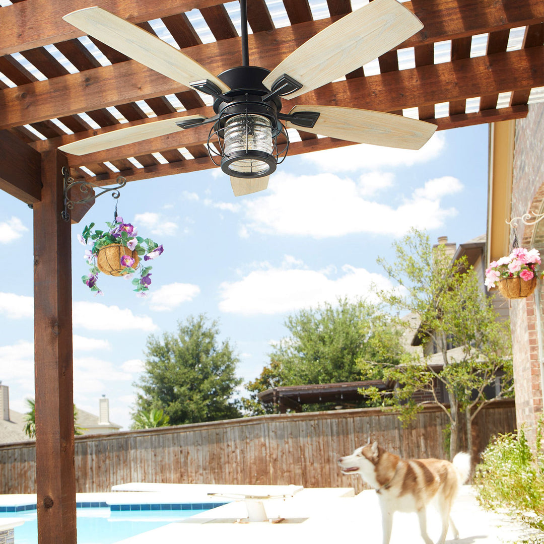 Galveston 52-in Black Indoor/Outdoor Ceiling Fan (5-Blade) - Textured Black