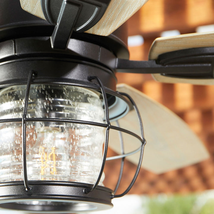 Galveston 52-in Black Indoor/Outdoor Ceiling Fan (5-Blade) - Textured Black