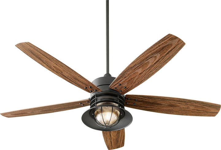 Portico 60-in Black Indoor/Outdoor Ceiling Fan (5-Blade) - Textured Black