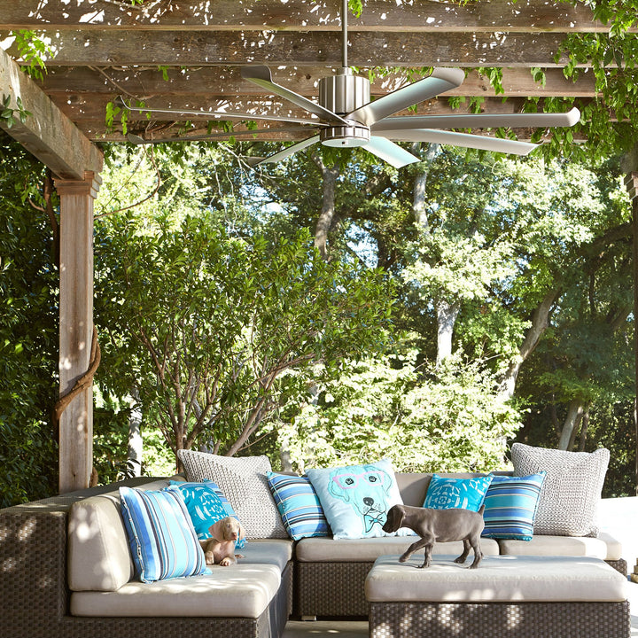 Proxima Patio 60-in Satin Nickel Indoor/Outdoor Ceiling Fan (8-Blade)