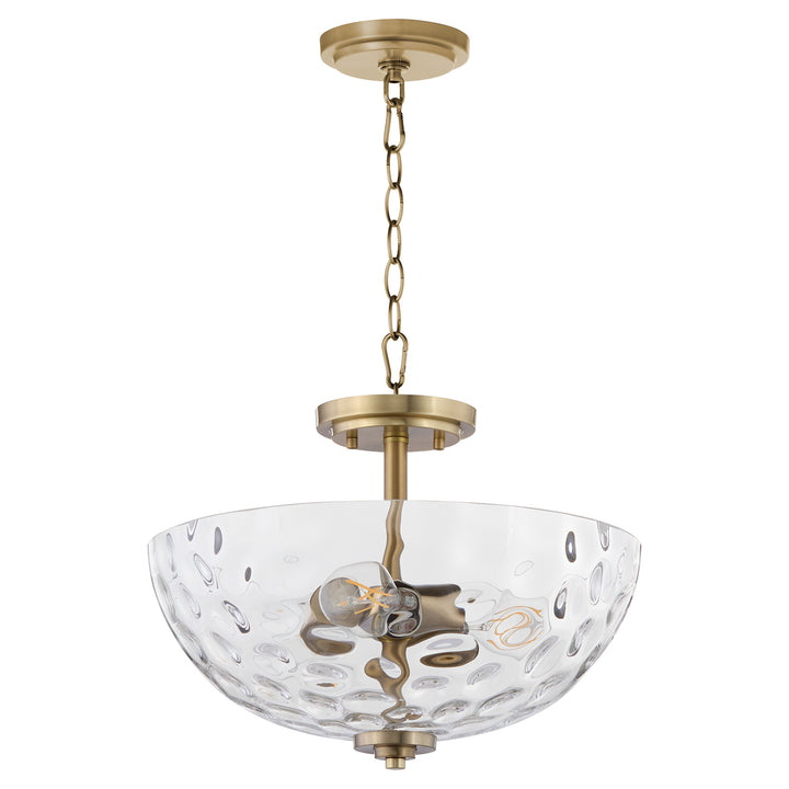 ADAMS 15" Clear/Hammered Dual Mount - Aged Brass