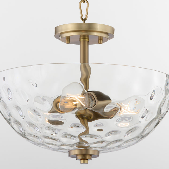 ADAMS 15" Clear/Hammered Dual Mount - Aged Brass
