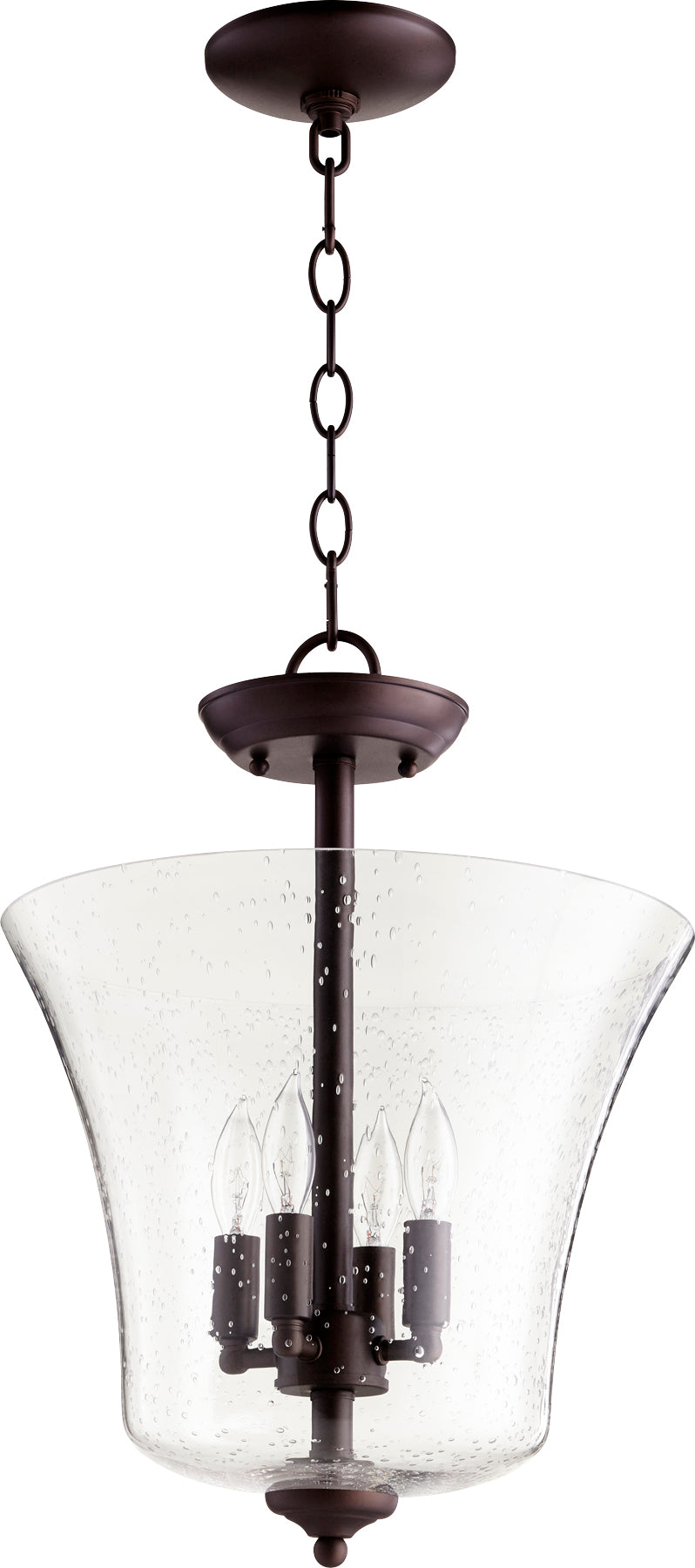 Clear Seeded 4 Light Vessel - Oiled Bronze