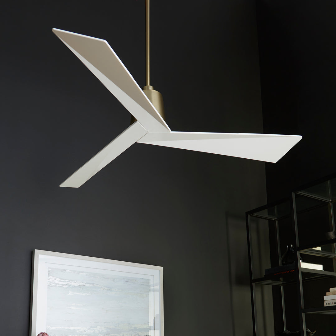 DYNAMO 54" Fan - Aged Brass/White