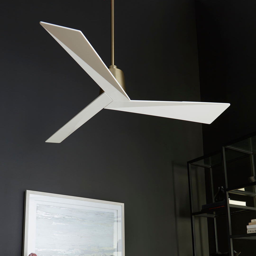 DYNAMO 54" Fan - Aged Brass/White