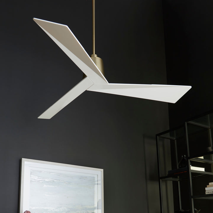 DYNAMO 54" Fan - Aged Brass/White