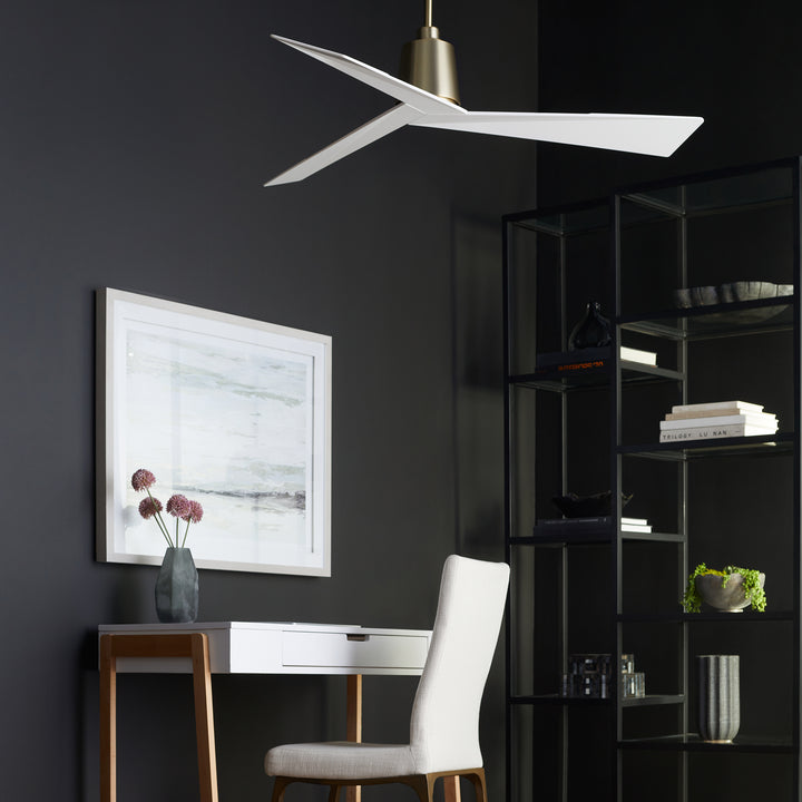 DYNAMO 54" Fan - Aged Brass/White