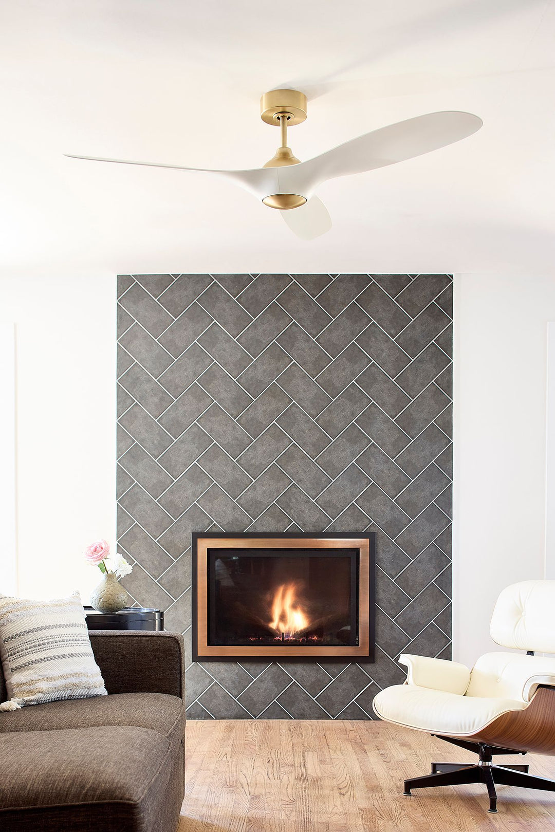 PROVINCE 56" Fan - Aged Brass / White