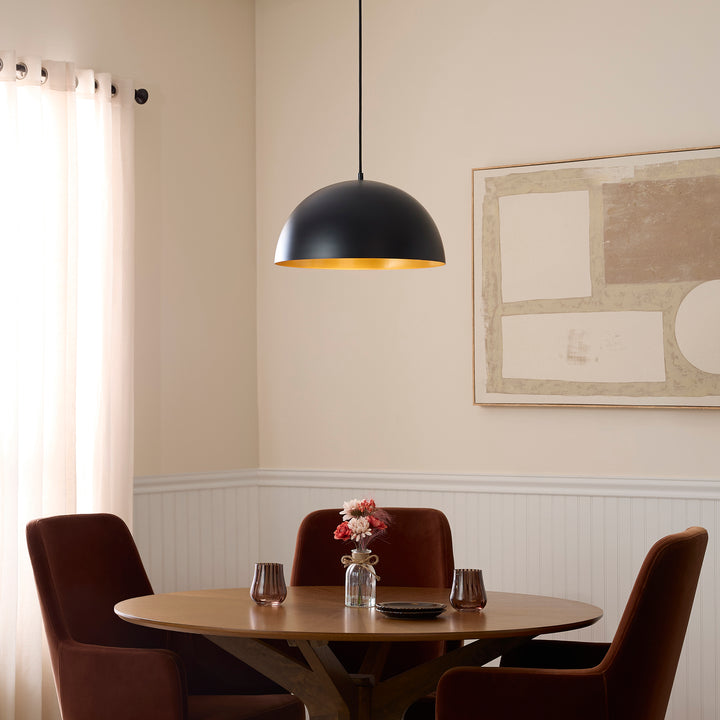 LUCCI 16" Pendant -3000k- Black/Industrial Brass