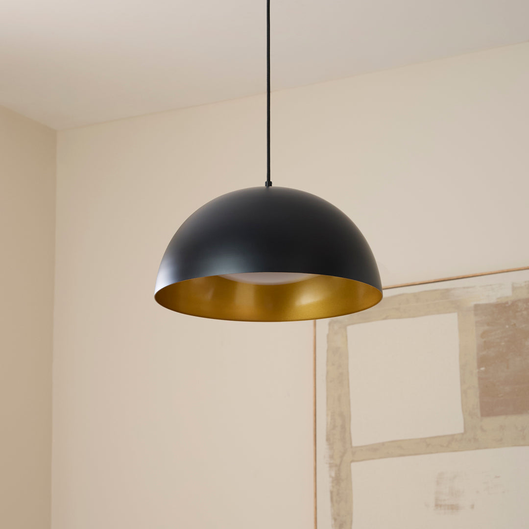 LUCCI 16" Pendant -3000k- Black/Industrial Brass