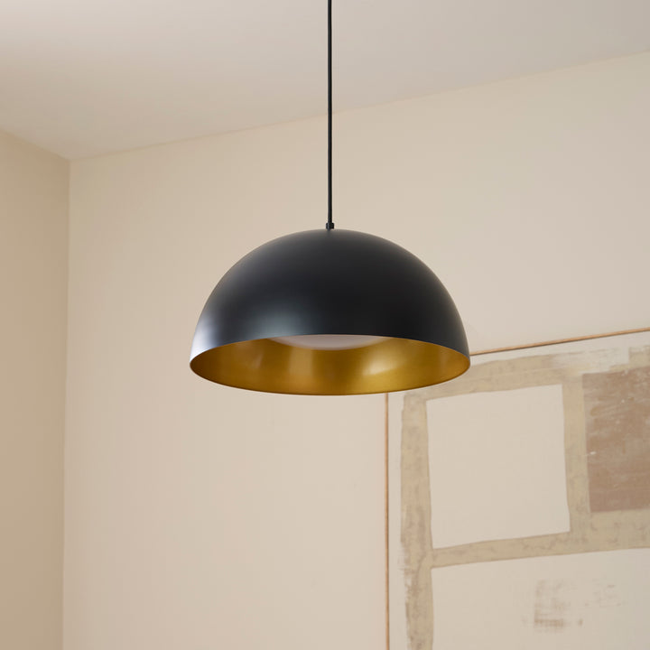 LUCCI 16" Pendant -3000k- Black/Industrial Brass