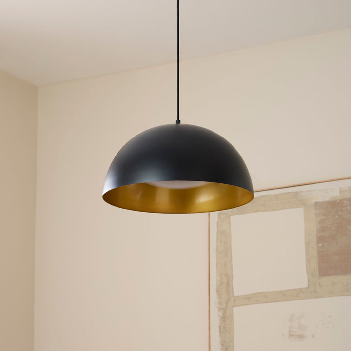 LUCCI 16" Pendant -3000k- Black/Industrial Brass