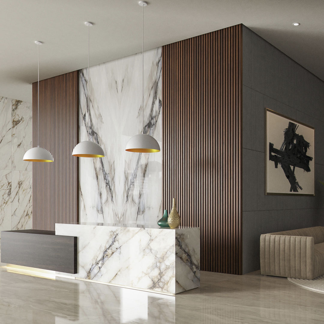 LUCCI 16" Pendant -3000k- White/Industrial Brass