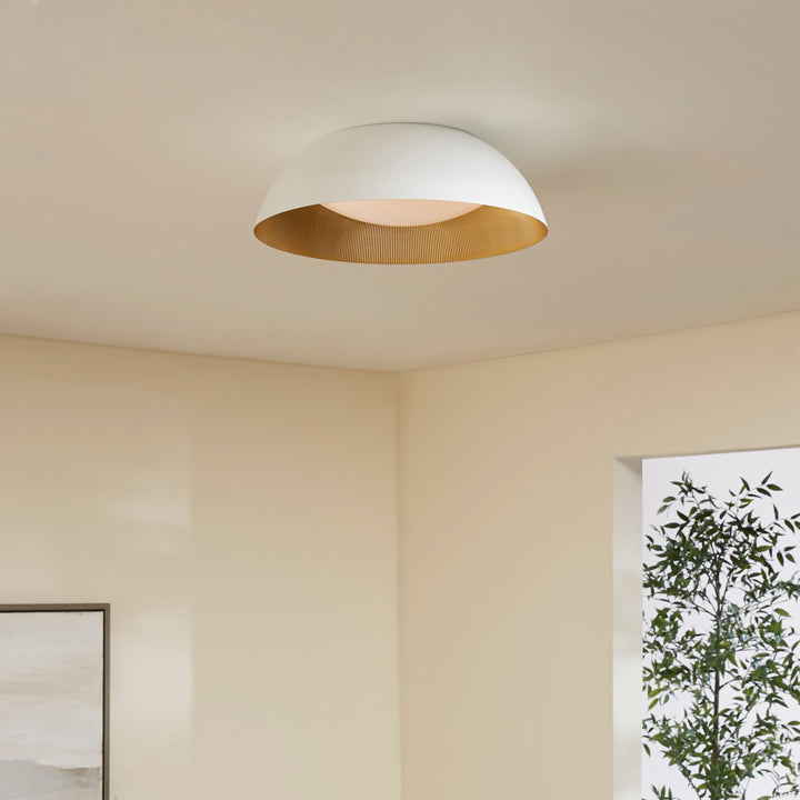 LUCCI 18” Ceiling Mount – White / Industrial Brass metal