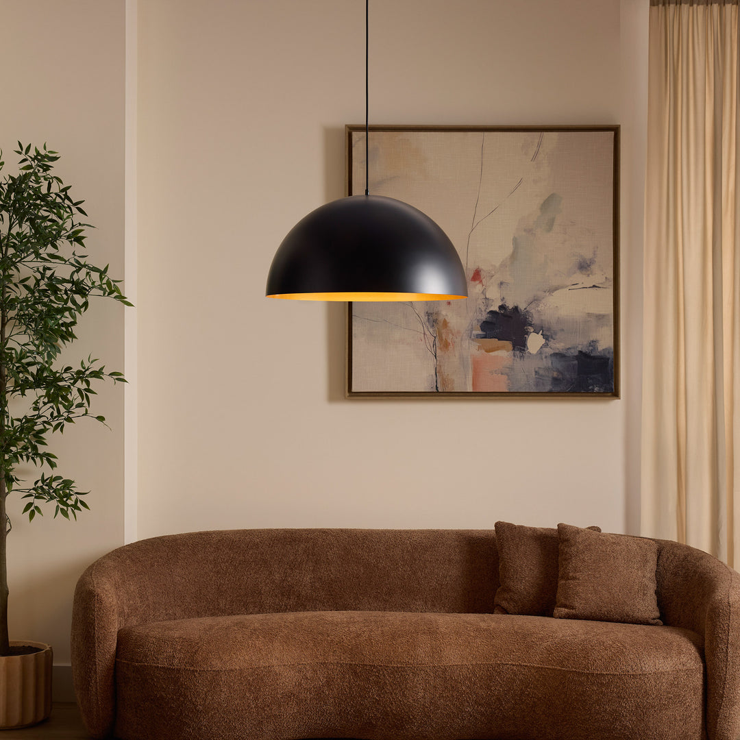 LUCCI 23" Pendant -3000k- Black/Industrial Brass