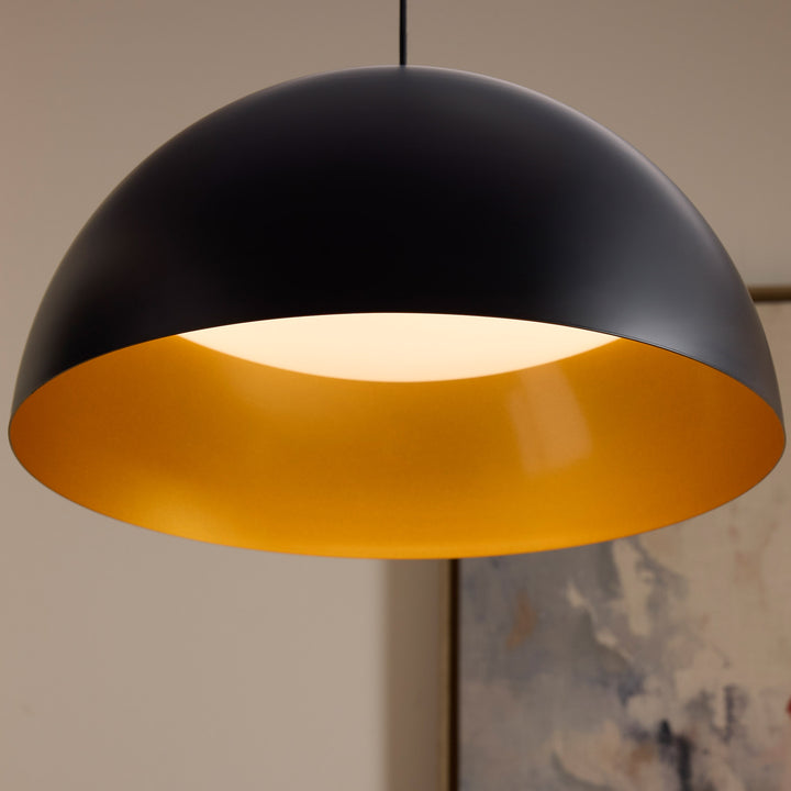 LUCCI 23" Pendant -3000k- Black/Industrial Brass