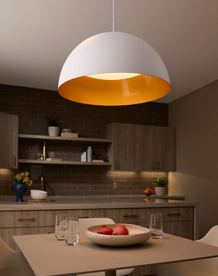 LUCCI 23" Pendant -3000k- White/Industrial Brass