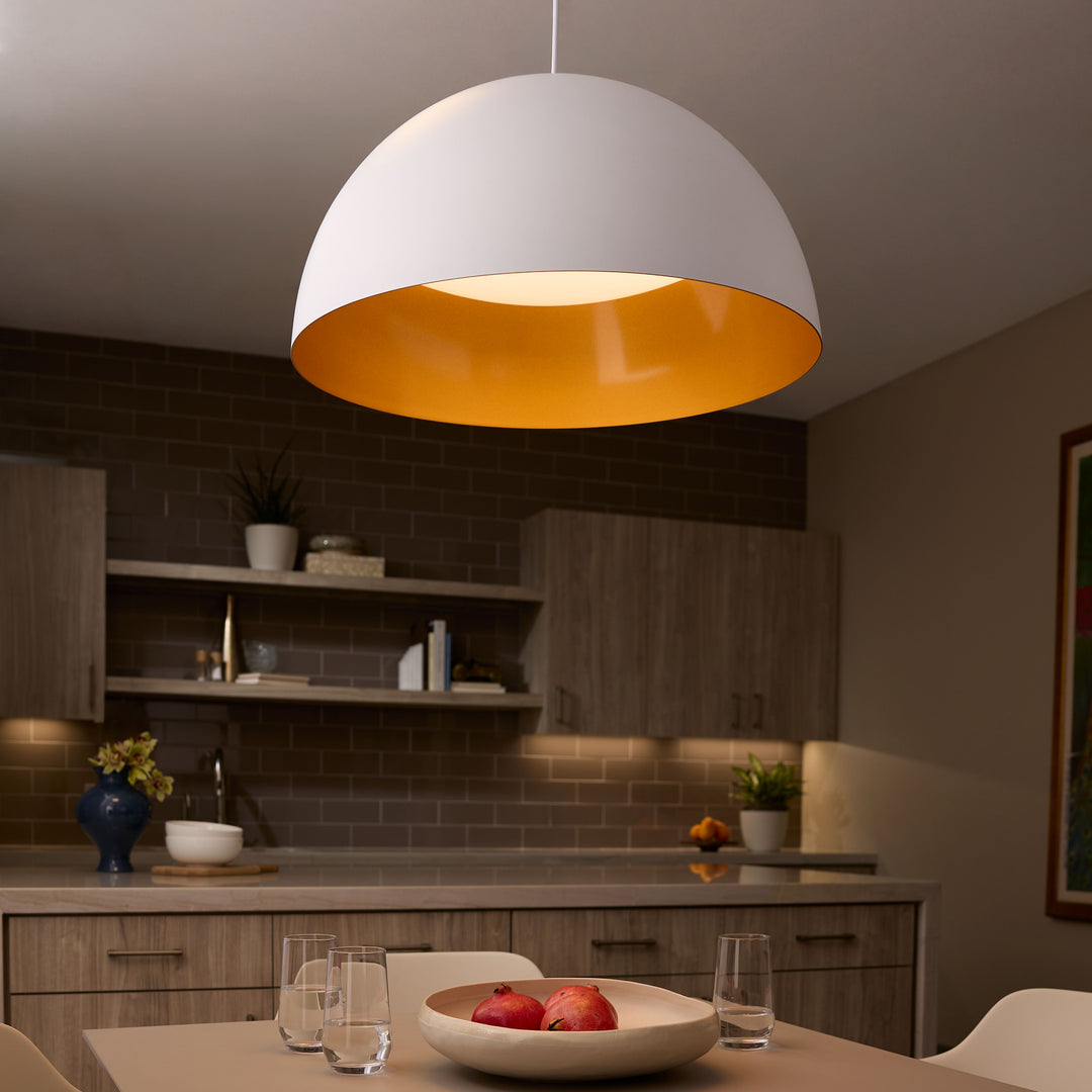 LUCCI 23" Pendant -3000k- White/Industrial Brass