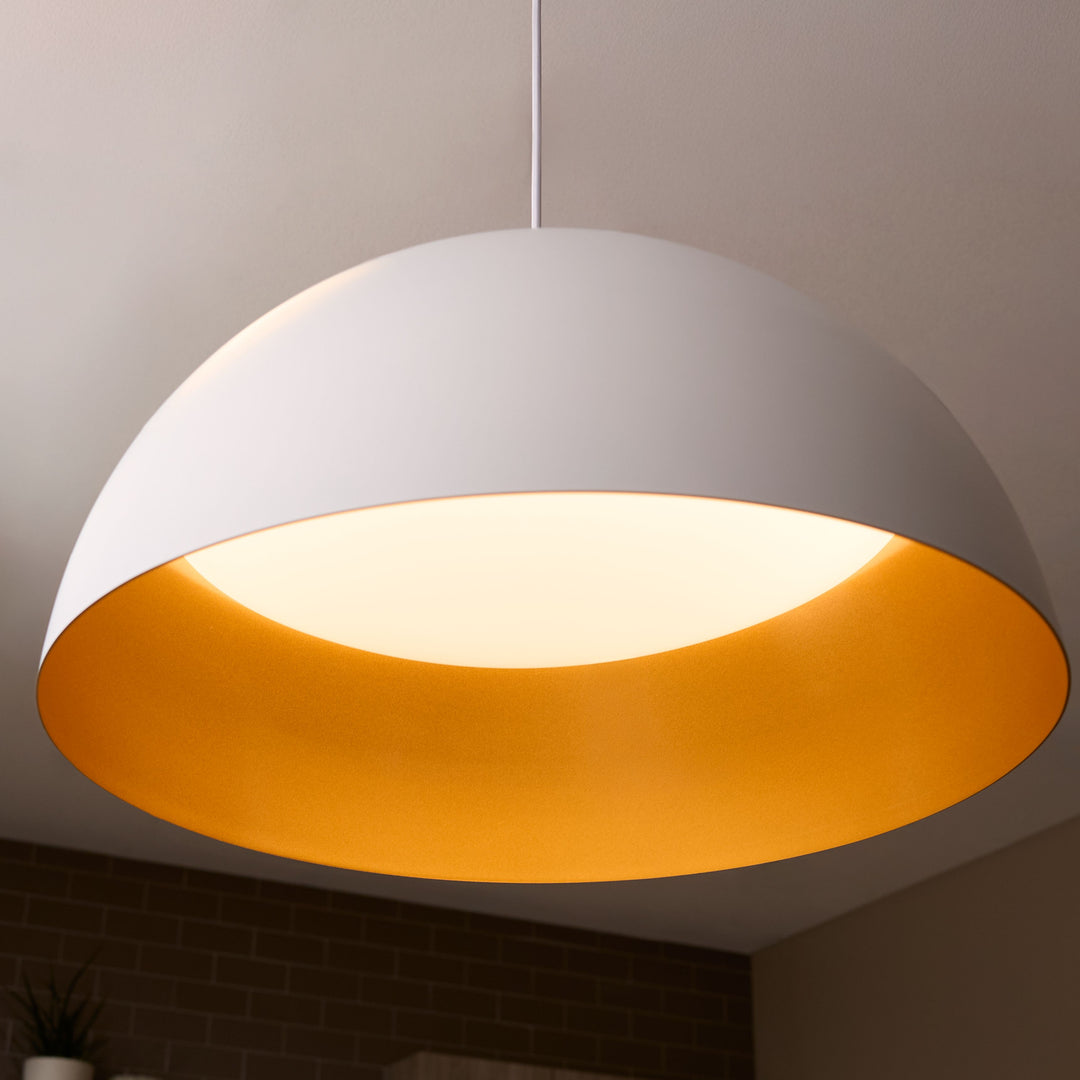 LUCCI 23" Pendant -3000k- White/Industrial Brass