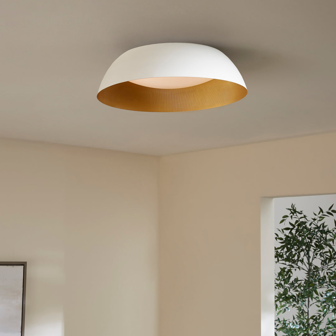 LUCCI 25” Ceiling Mount - White / Industrial Brass metal