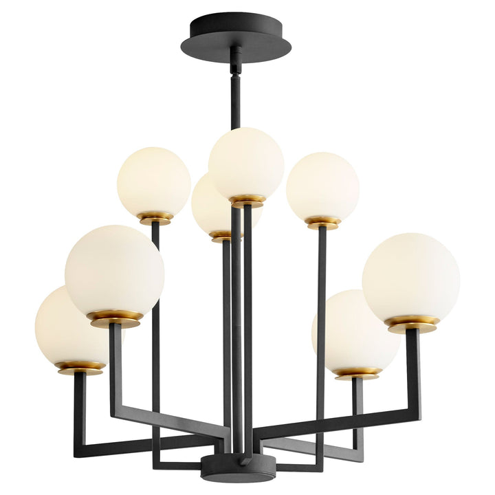 BONZO Eight Light Chandelier -3000k- Black/Aged Brass