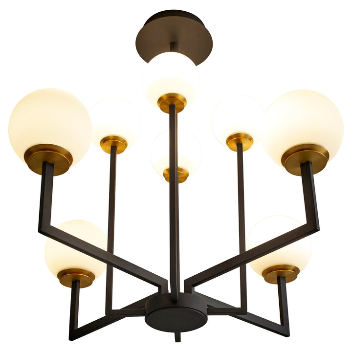 BONZO Eight Light Chandelier -3000k- Black/Aged Brass