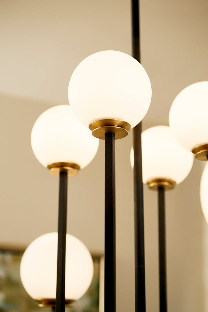 BONZO Eight Light Chandelier -3000k- Black/Aged Brass