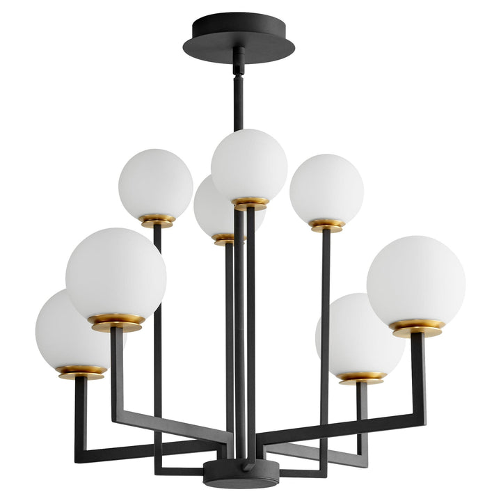 BONZO Eight Light Chandelier -3000k- Black/Aged Brass