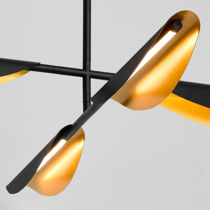PIVOT CCT Four Light Chandelier - Black/Aged Brass