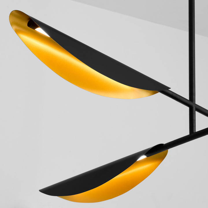 PIVOT CCT Four Light Chandelier - Black/Aged Brass