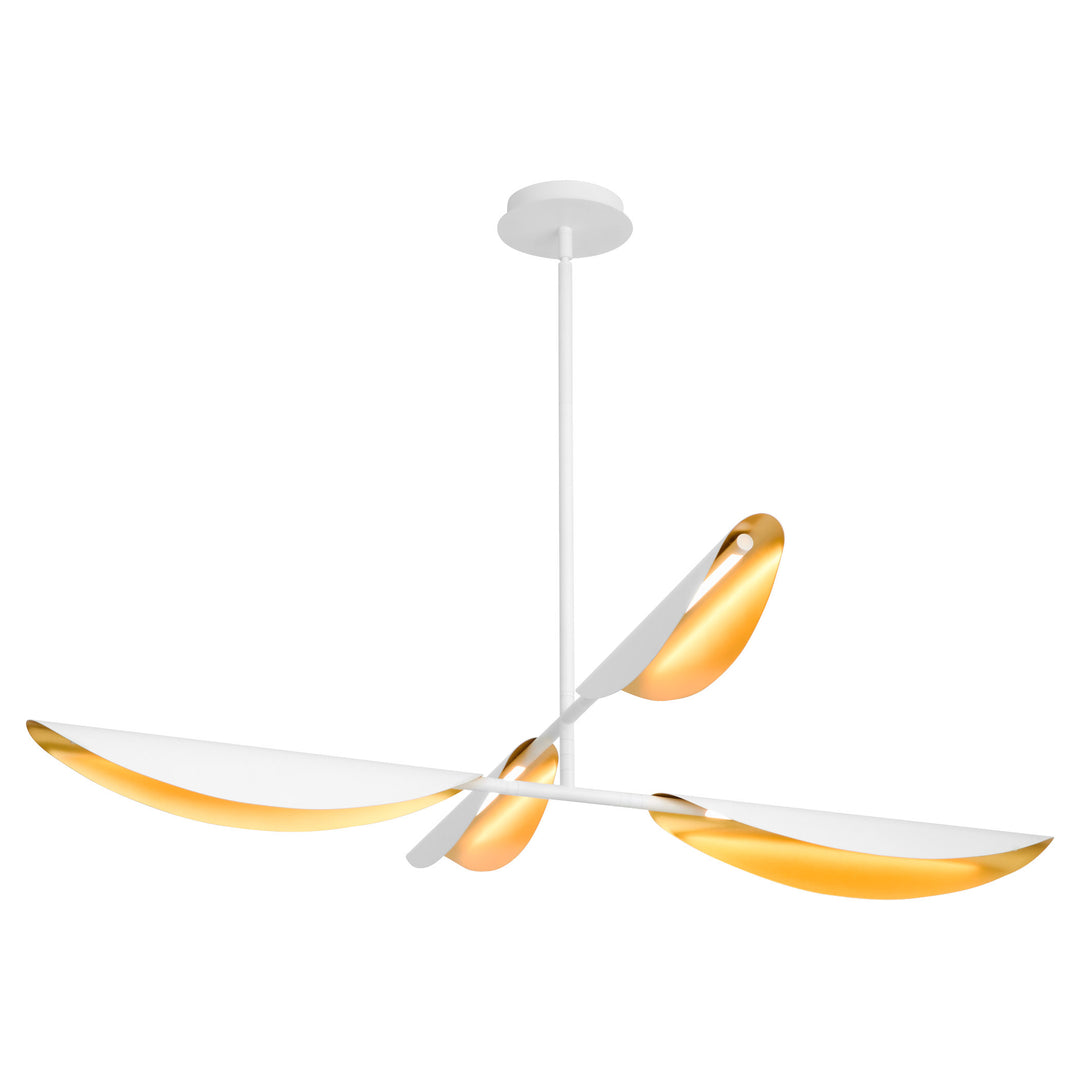 PIVOT CCT Four Light Chandelier - White/Aged Brass