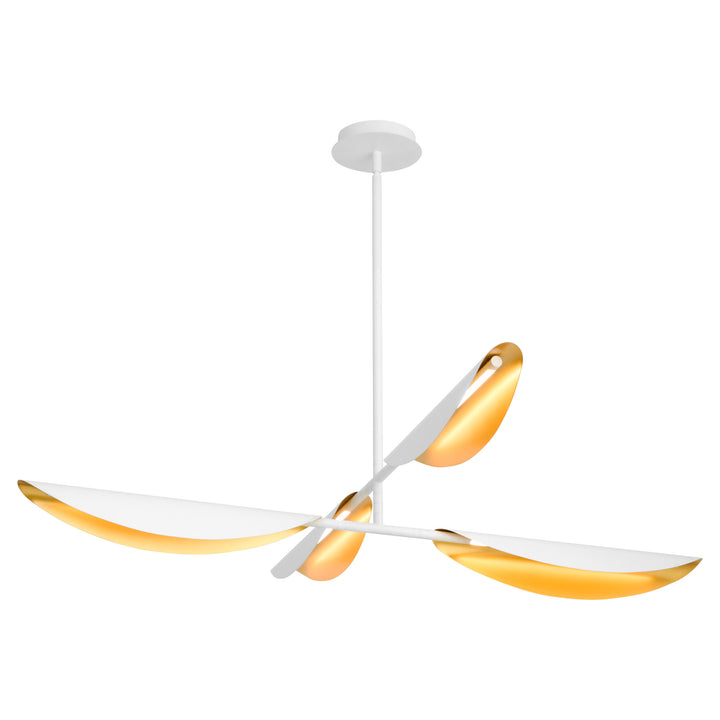 PIVOT CCT Four Light Chandelier - White/Aged Brass