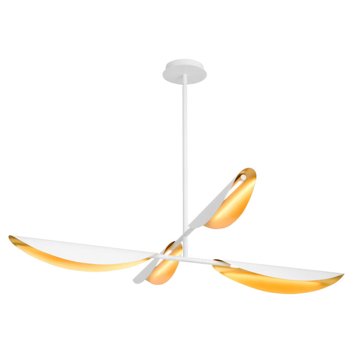 PIVOT CCT Four Light Chandelier - White/Aged Brass
