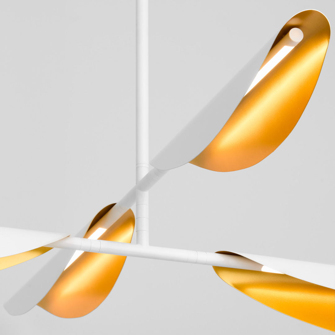 PIVOT CCT Four Light Chandelier - White/Aged Brass