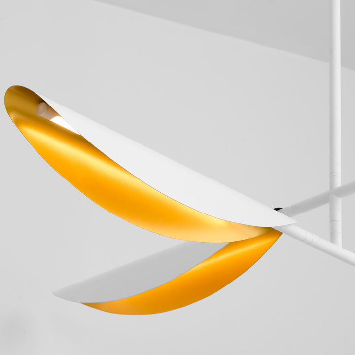 PIVOT CCT Four Light Chandelier - White/Aged Brass