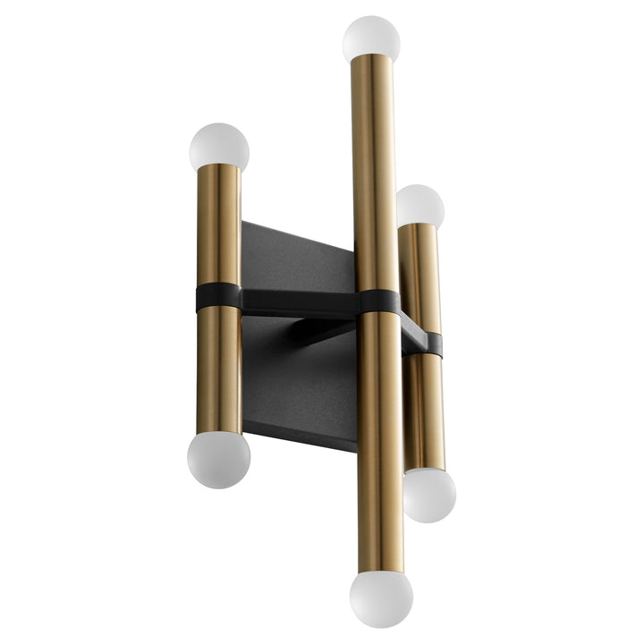 NERO 7.25" Six Light Wall Sconce -3000k- Black/Aged Brass