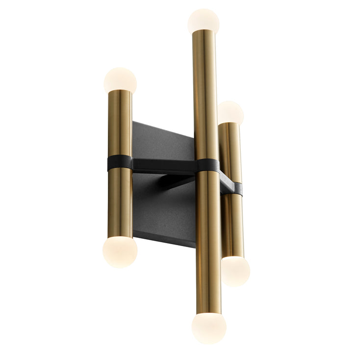 NERO 7.25" Six Light Wall Sconce -3000k- Black/Aged Brass
