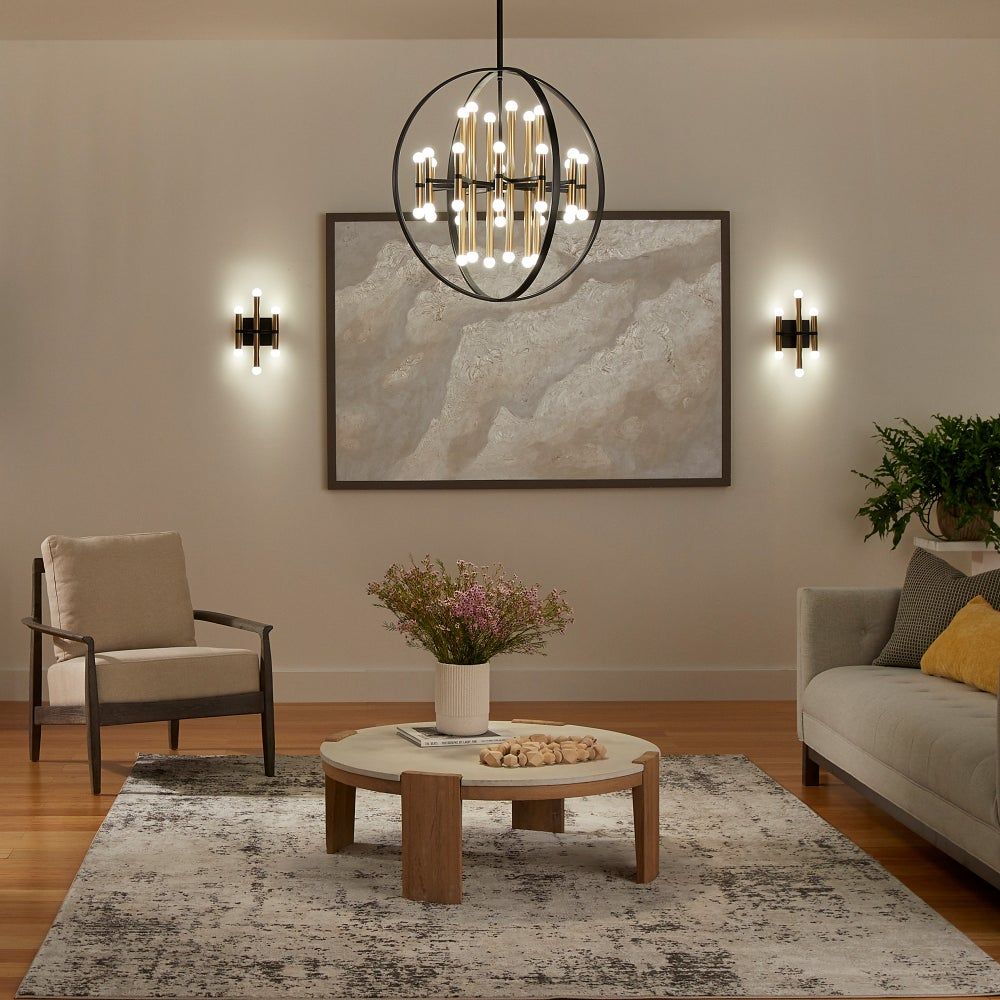 NERO 7.25" Six Light Wall Sconce -3000k- Black/Aged Brass