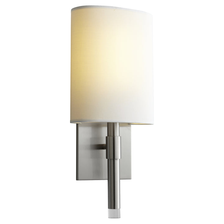 BEACON Fabric Wall Sconce -3000k- Satin Nickel