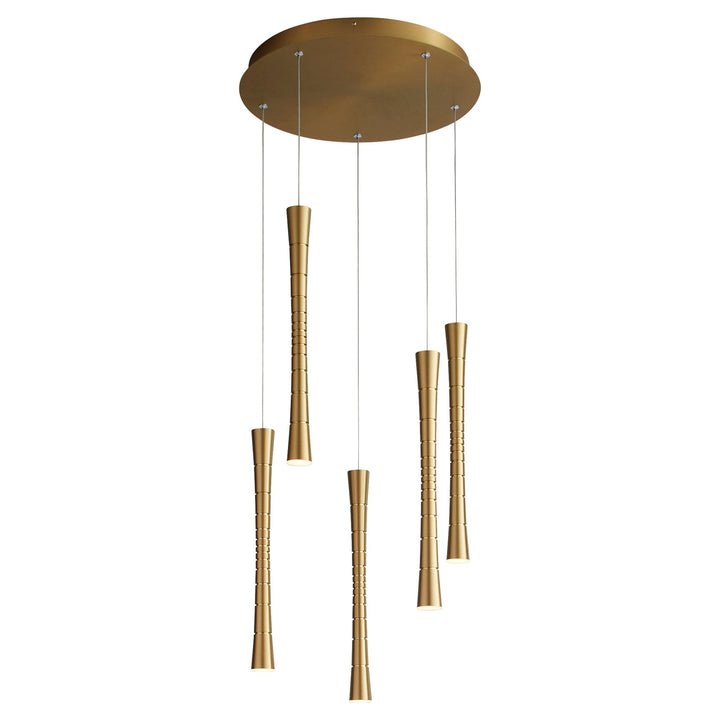 SABRE Five Light CCT LED Pendant - Aged Brass
