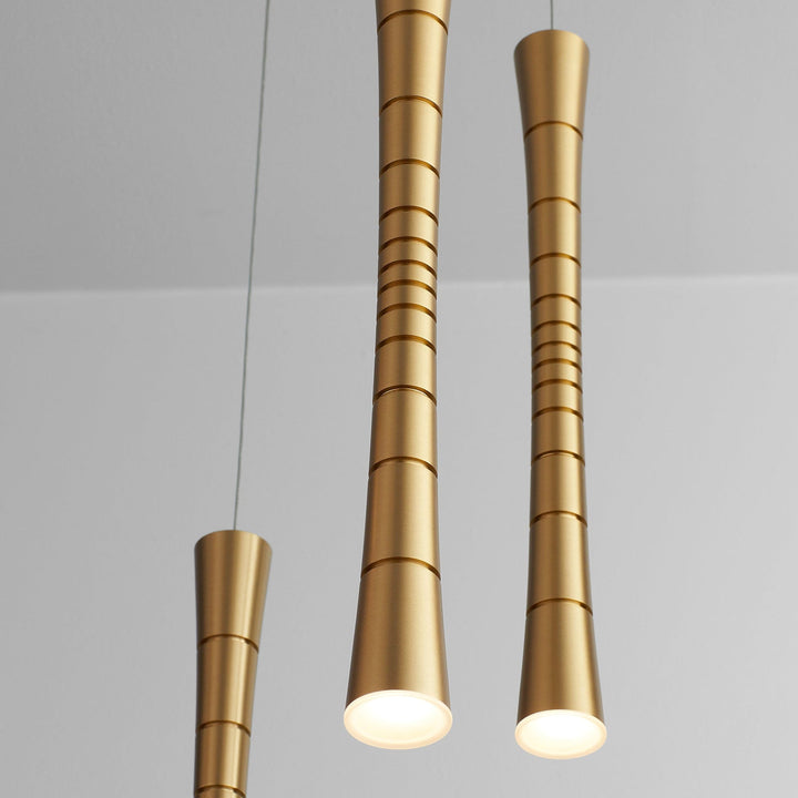 SABRE Five Light CCT LED Pendant - Aged Brass