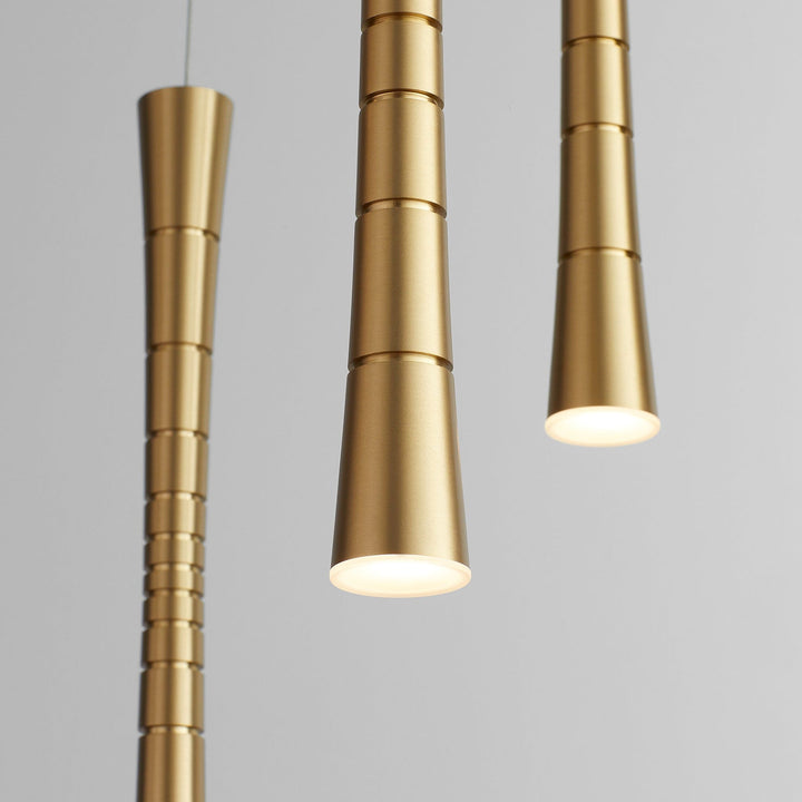 SABRE Five Light CCT LED Pendant - Aged Brass