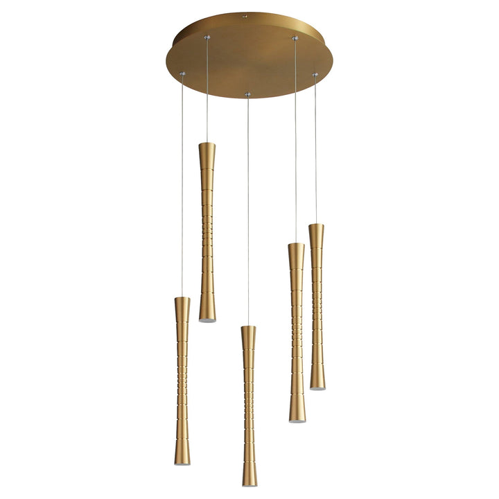 SABRE Five Light CCT LED Pendant - Aged Brass
