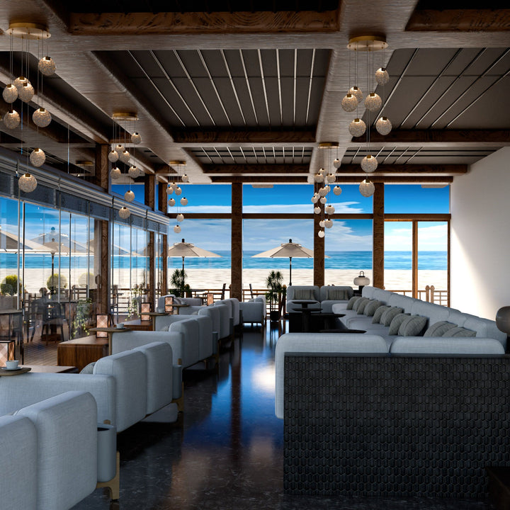 AXIOM Eight Light CCT Pendant - Aged Brass