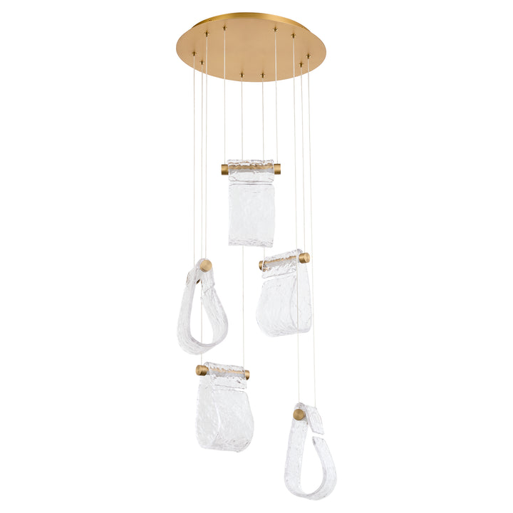 VEER 5 Light Pendant - Aged Brass
